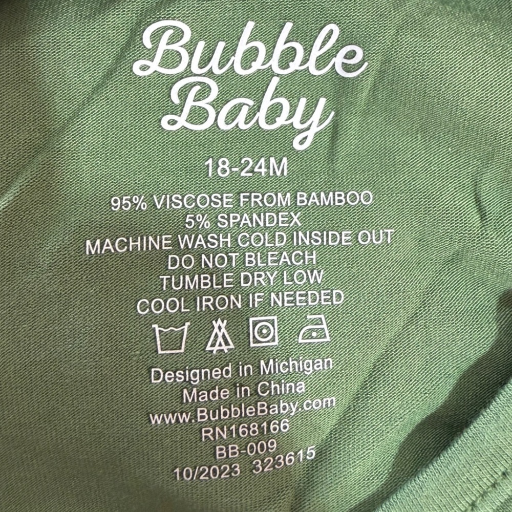 Bubble Baby Olive Green Bamboo Viscose Flutter Sleeve Dress 18-24M - Picture 3 of 3